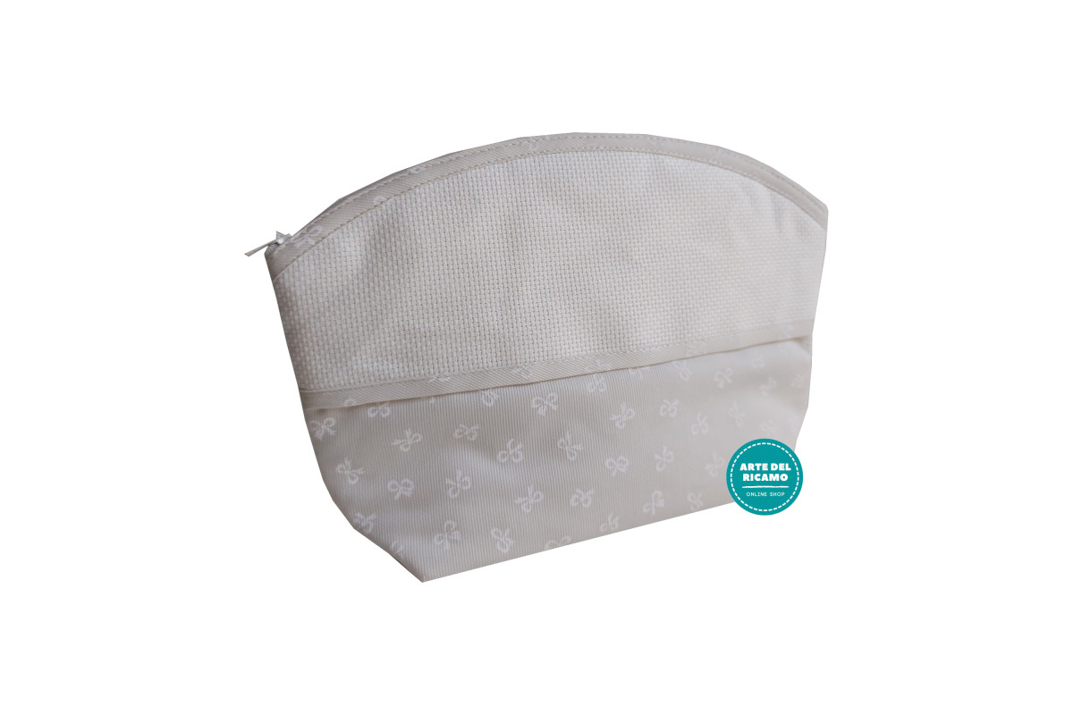 Bolsita Bebè para Bordar - Crema con Lazos Blancos