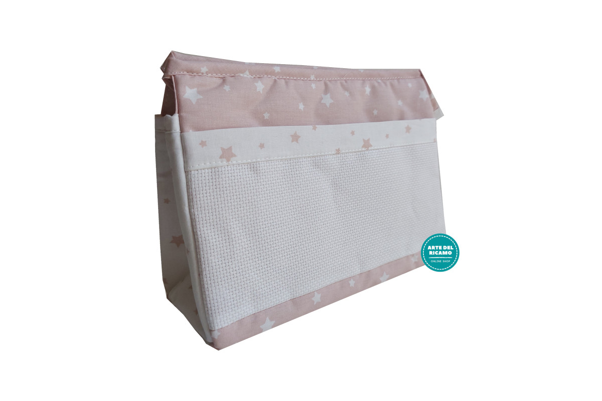Bolsita Bebè para Bordar - Rosa con Estrellas Blancas Bolsita Bebè para Bordar - Rosa con Estrellas Blancas