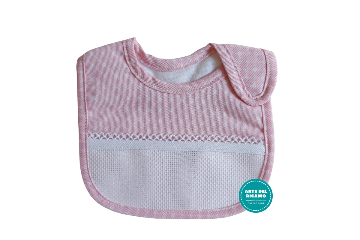 Piquet Baby Bib with Strap Closure - Color Pink Piquet Baby Bib with Strap Closure - Color Pink