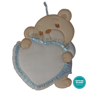 Baby Cockade Announcement - Light Blue with Teddy Bear and Heart
