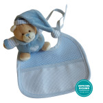 Teddy Bear with Baby Bib to Cross Stitch - Light Blue Teddy Bear with Baby Bib to Cross Stitch - Light Blue