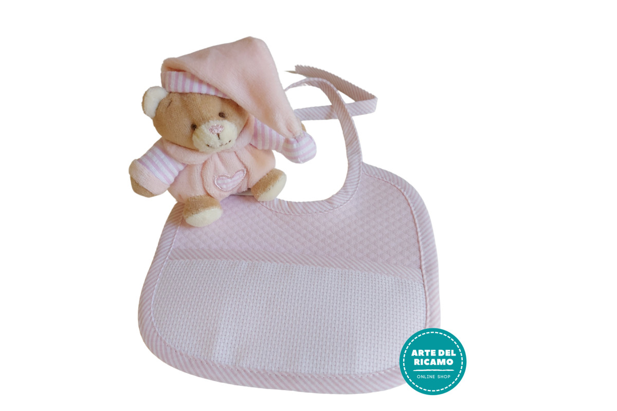 Oso de Peluche Mini con Babero para Bordar - Rosa Oso de Peluche Mini con Babero para Bordar - Rosa