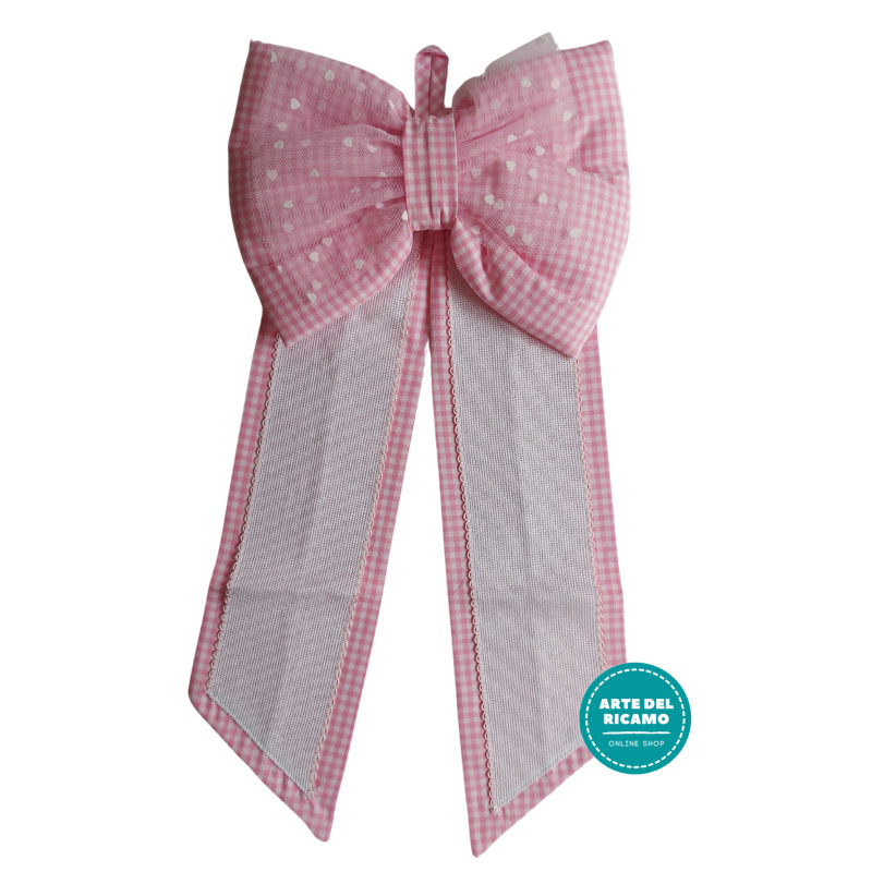 Baby Cockade Announcement  - Checkered Pink Baby Ribbon