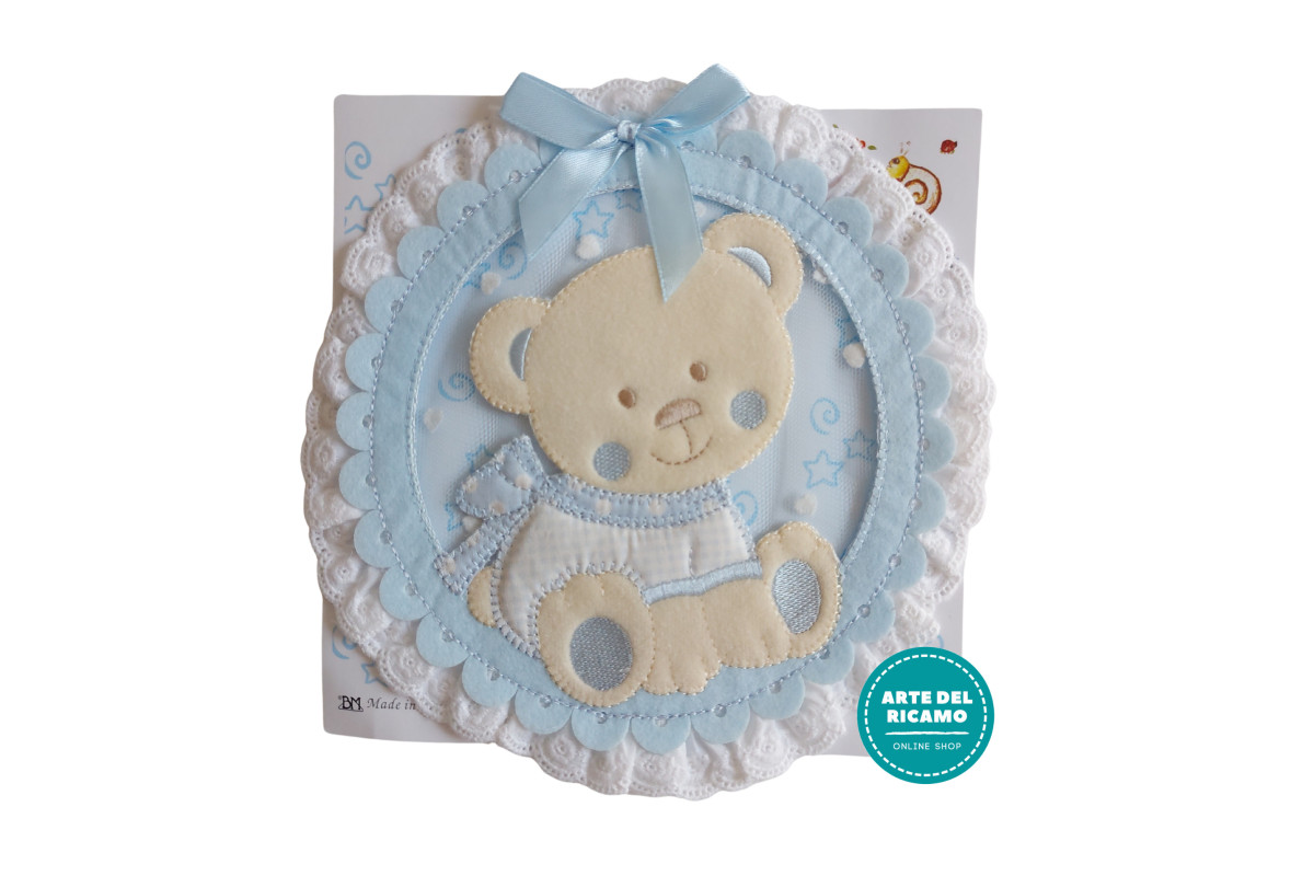 Baby Cockade Decoration - Light Blue Teddy Bear