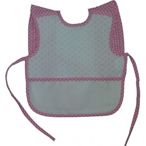 Terry Baby Bib with Braces - Pink Square