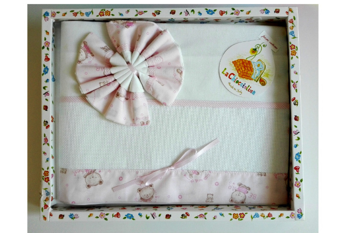 Set Lenzuolino Culla per Bambini Rosa - Orsetti Set Lenzuolino Culla per Bambini Rosa - Orsetti
