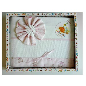 Set Baby Crib Sheets - Little Linen Pink - Teddy Bear
