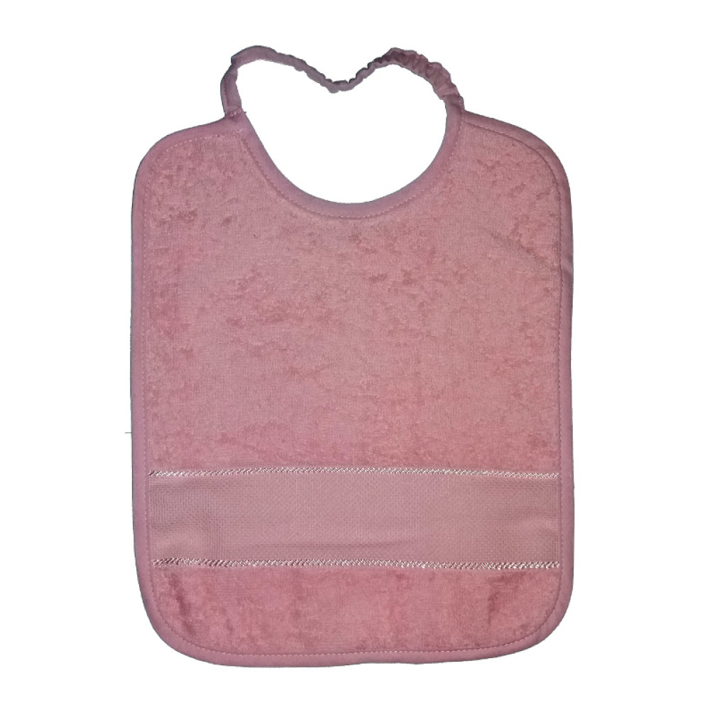 Terry Baby Bib with Aida Band and Elastic  - Color Pink
