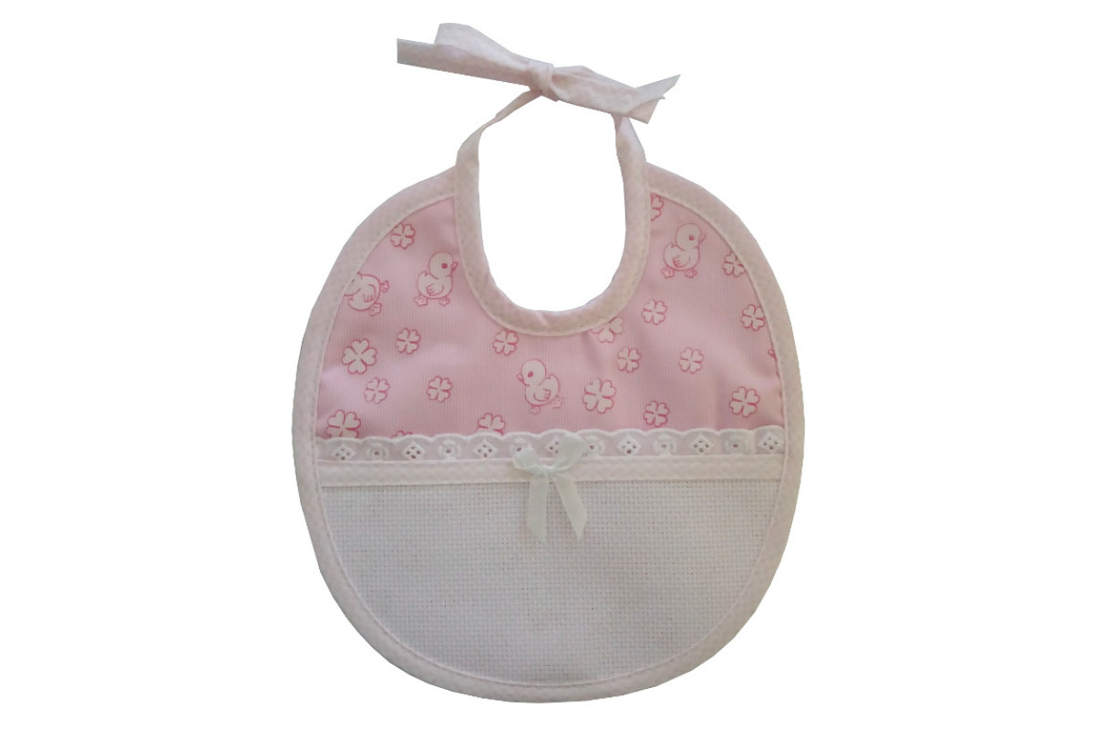 Baby Bib to Cross Stitch - Pink Ducks Baby Bib to Cross Stitch - Pink Ducks