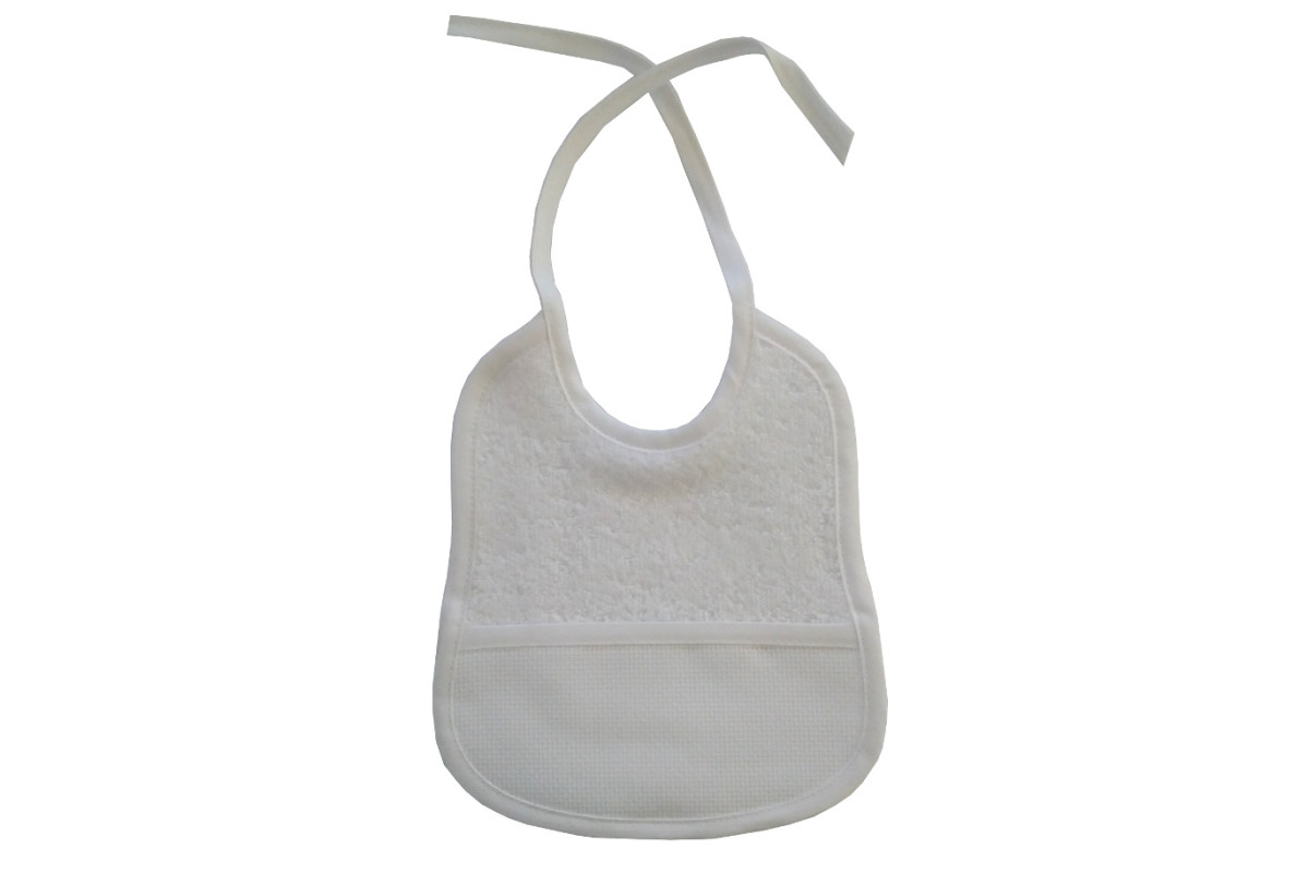 3 - 6 months Baby Bib to Cross Stitch - White Color