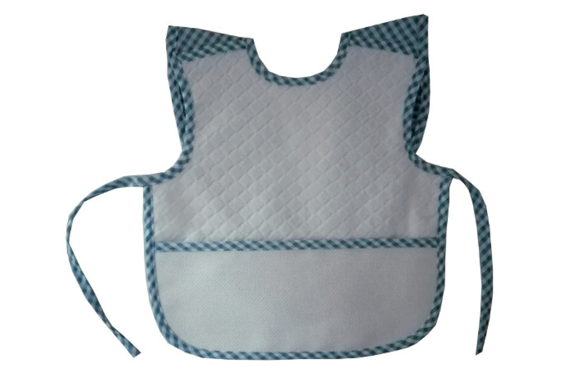 Terry Baby Bib with Braces - Light Blue Square Terry Baby Bib with Braces - Light Blue Square