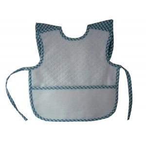 Terry Baby Bib with Braces - Light Blue Square