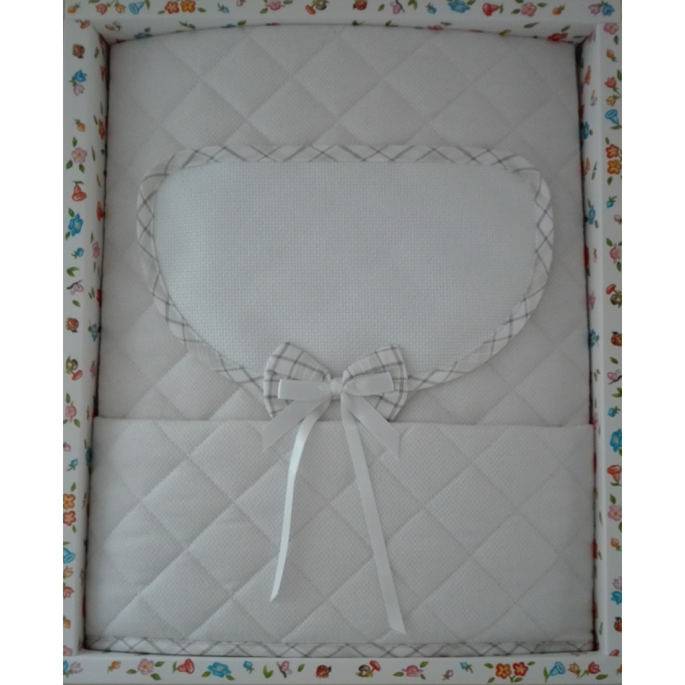 Baby Crib Cover in Quilted Fabric - Scottish Line - Turtledove Color