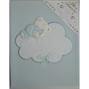 Baby Crib Blanket - Rhombus Interlock Fabric - Light Blue