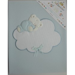 Baby Crib Blanket - Rhombus Interlock Fabric - Light Blue