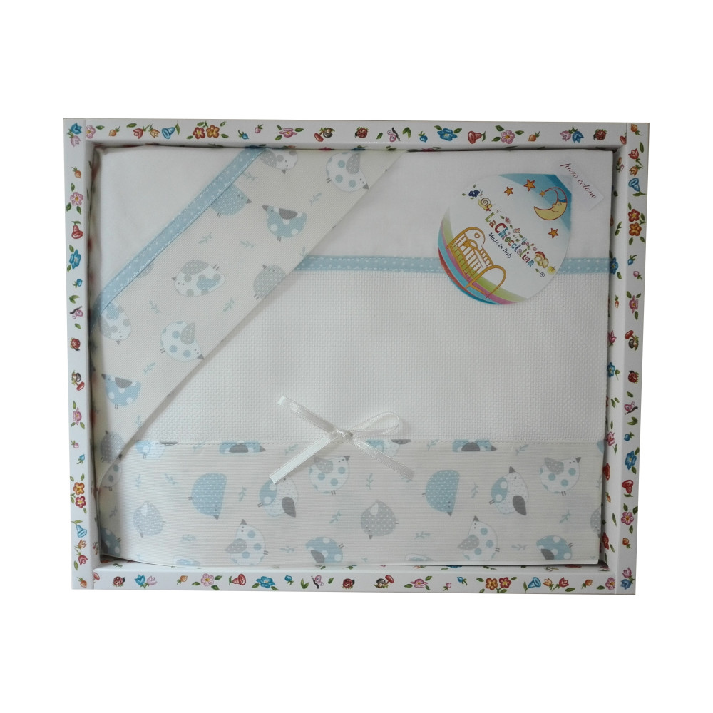 Stitchable Baby Bed Sheets - Light Blue Birds