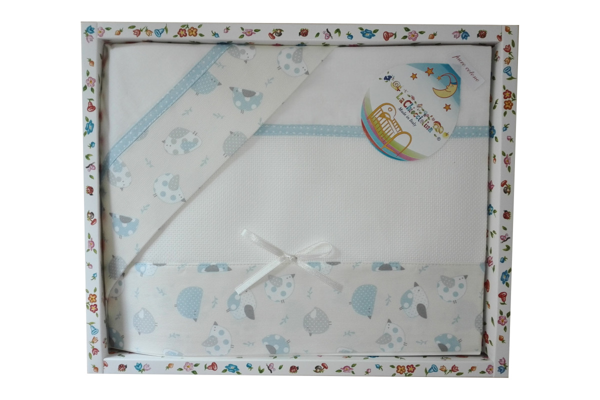 Stitchable Baby Bed Sheets - Light Blue Birds