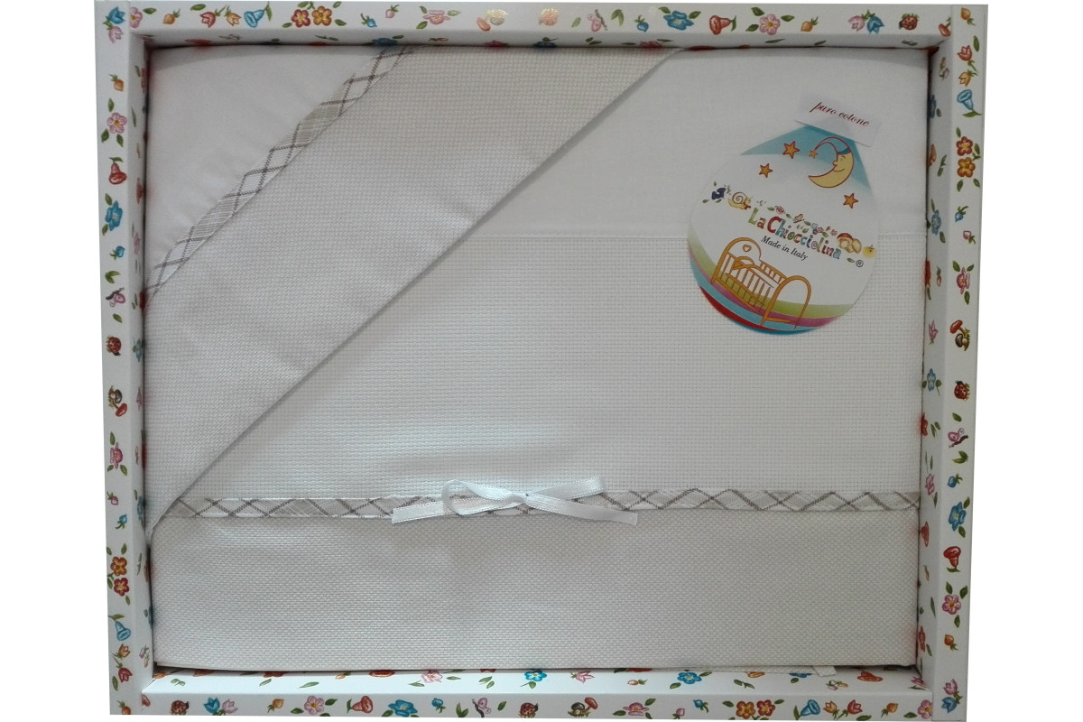 Set Lenzuolino Lettino per Bambini - Scozzese Tortora Set Lenzuolino Lettino per Bambini - Scozzese Tortora