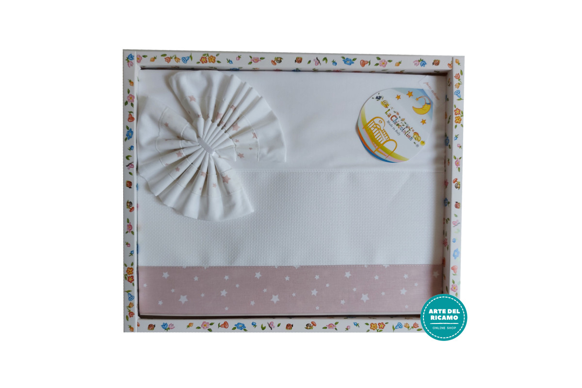 Set Lenzuolino Culla Stelle - Rosa Set Lenzuolino Culla Stelle - Rosa