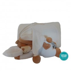 Cream Fleece Blanket and Teddy Bear