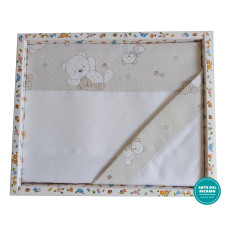 Stitchable Baby Bed Sheets - Teddy Bear and Lurex Dots