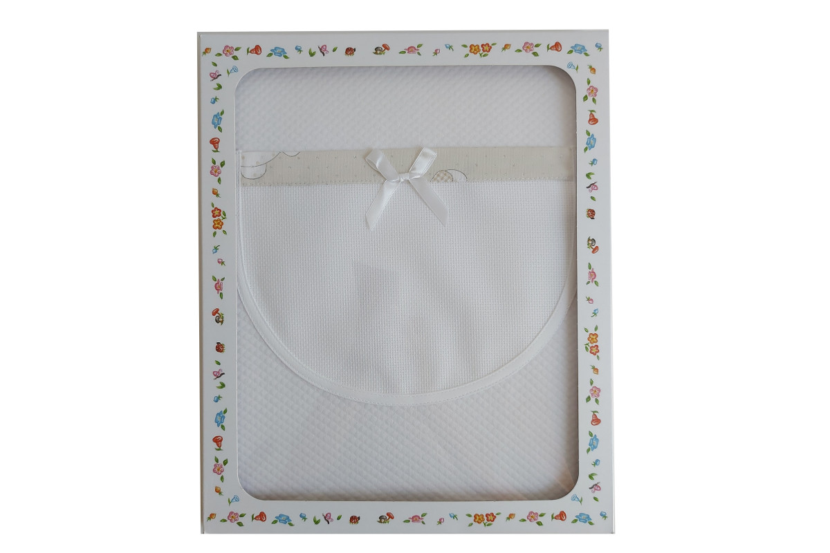 Baby Crib Blanket - Rhombus Interlock Fabric - Teddy Bear and Lurex Dots
