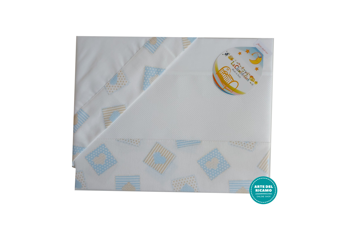 Stitchable Baby Bed Sheets - Light Blue Patchwork