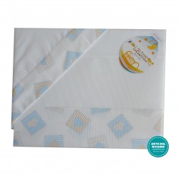 Stitchable Baby Bed Sheets - Light Blue Patchwork