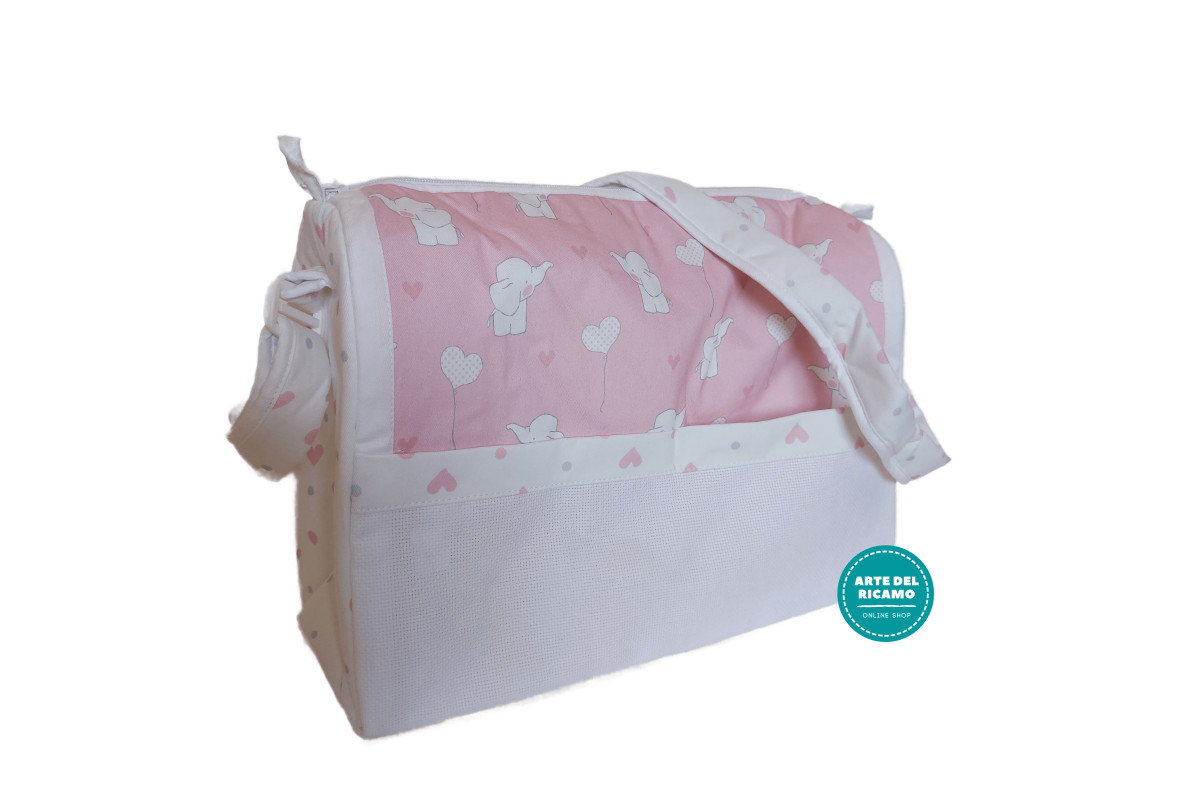 Bolsa de Pañales para Bebé Rosa con Elefantes