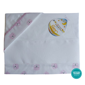 Stitchable Baby Sheets with Pink Teddy Bear Faces