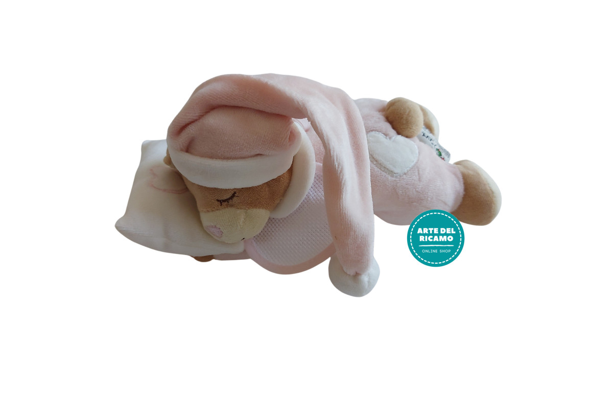 Osito que Duerme con Babero Decorativo para Bordar a Punto de Cruz - Rosa Osito que Duerme con Babero Decorativo para Bordar a Punto de Cruz - Rosa