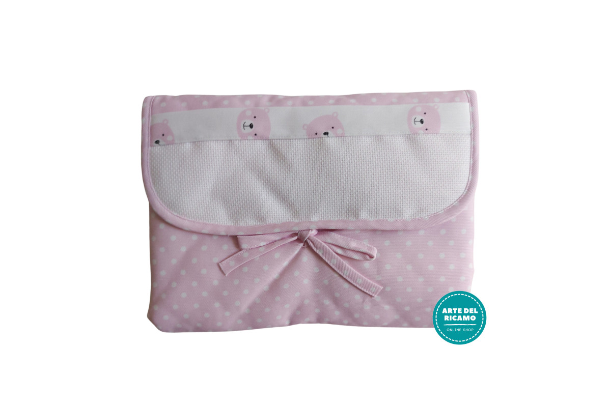 Portable Changing Pad - Polka Dots and Bear Faces - Color Pink Portable Changing Pad - Polka Dots and Bear Faces - Color Pink