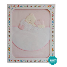 Copertina in Pile Ricamabile - Orsetto che Dorme Rosa Copertina in Pile Ricamabile - Orsetto che Dorme Rosa