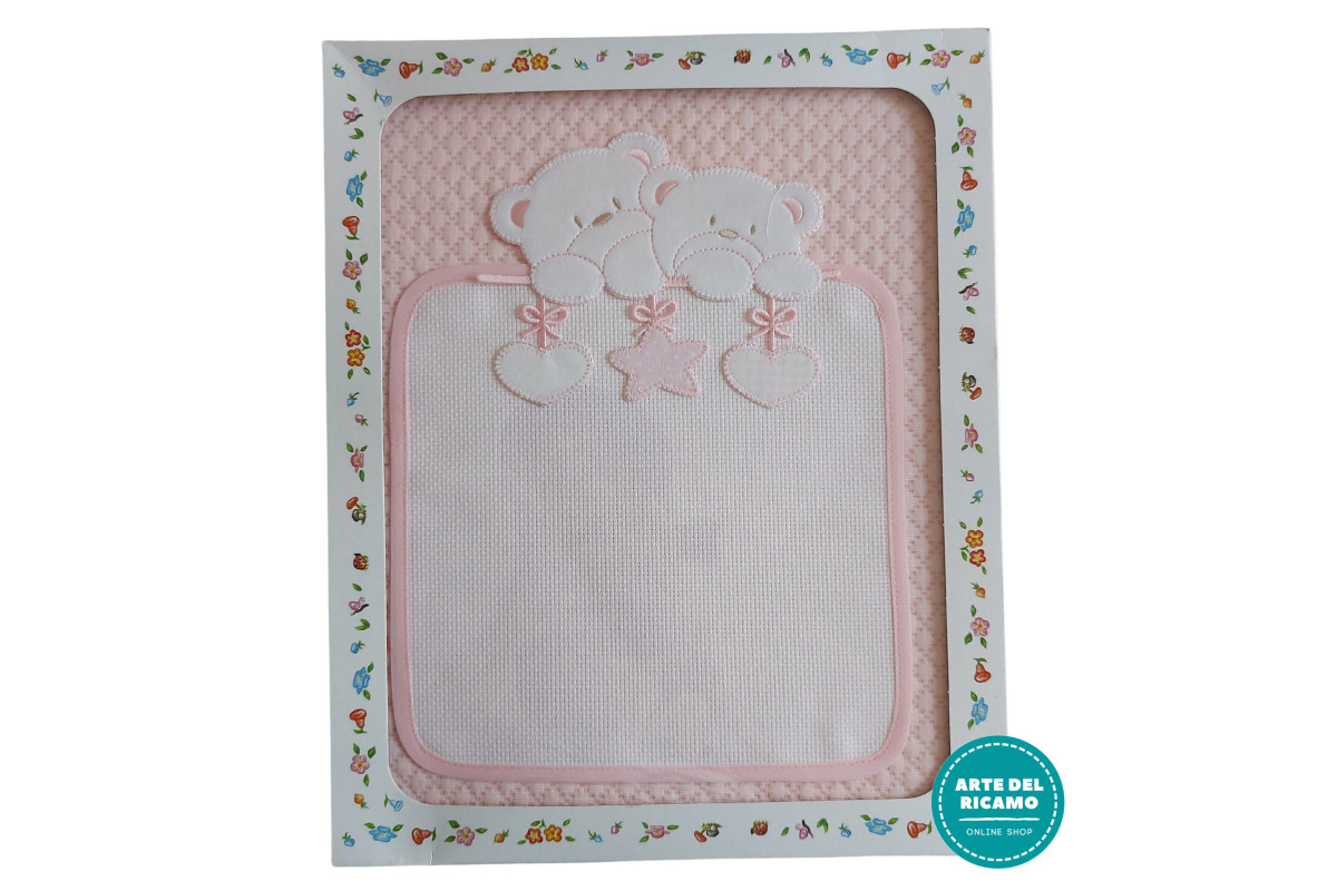 Copertina Culla Ricamabile - Interlock Rombetto Grande - Rosa Copertina Culla Ricamabile - Interlock Rombetto Grande - Rosa