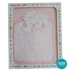 Copertina Culla Ricamabile - Interlock Rombetto Grande - Rosa Copertina Culla Ricamabile - Interlock Rombetto Grande - Rosa