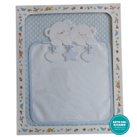 Copertina Culla Ricamabile - Interlock Rombetto Grande - Celeste Copertina Culla Ricamabile - Interlock Rombetto Grande - Celeste