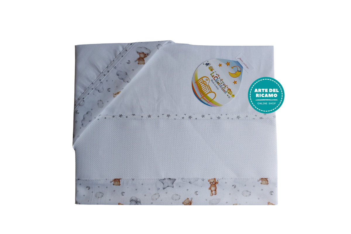 Set Lenzuolino Culla Orso e Nuvole e Stelline