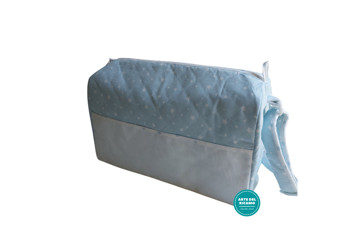 Nursery Bag to Cross Stitch - Light Blue Color with White Stars Nursery Bag to Cross Stitch - Light Blue Color with White Stars