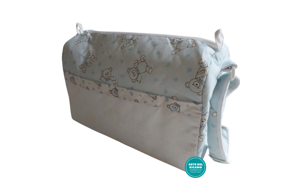 Nursery Bag to Cross Stitch - Light Blue Color with Teddy Bears