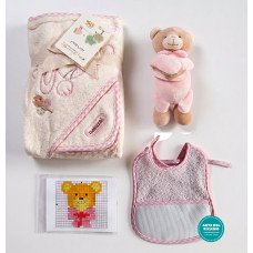 Set Regalo Nascita "Naturals" - Accappatoio, Orsetto e Ricamo Fai-da-Te - Rosa Set Regalo Nascita "Naturals" - Accappatoio, Orsetto e Ricamo Fai-da-Te - Rosa