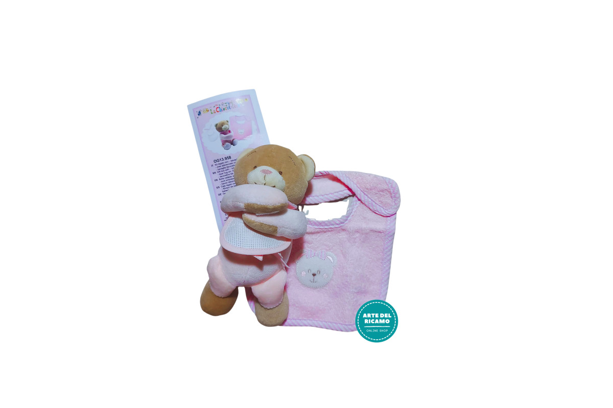 Kit Regalo Neonato - Orsetto e Bavaglino Rosa