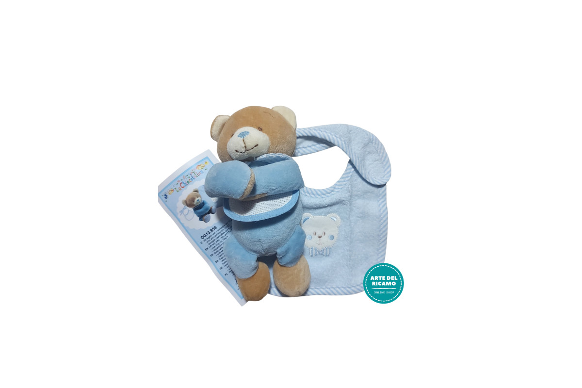 Kit Regalo Neonato - Orsetto e Bavaglino Celeste Kit Regalo Neonato - Orsetto e Bavaglino Celeste