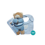 Kit de Regalo para Recién Nacido - Osito y Babero Azul Claro Kit de Regalo para Recién Nacido - Osito y Babero Azul Claro