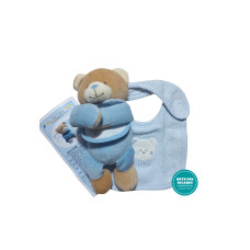 Kit Regalo Neonato - Orsetto e Bavaglino Celeste