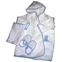Set Bagno Accappatoio Neonato da Ricamare - Celeste Set Bagno Accappatoio Neonato da Ricamare - Celeste