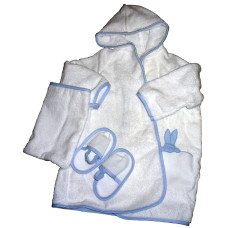 Set Bagno Accappatoio Neonato da Ricamare - Celeste Set Bagno Accappatoio Neonato da Ricamare - Celeste