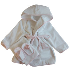Set Bagno Accappatoio Neonato da Ricamare - Rosa Set Bagno Accappatoio Neonato da Ricamare - Rosa