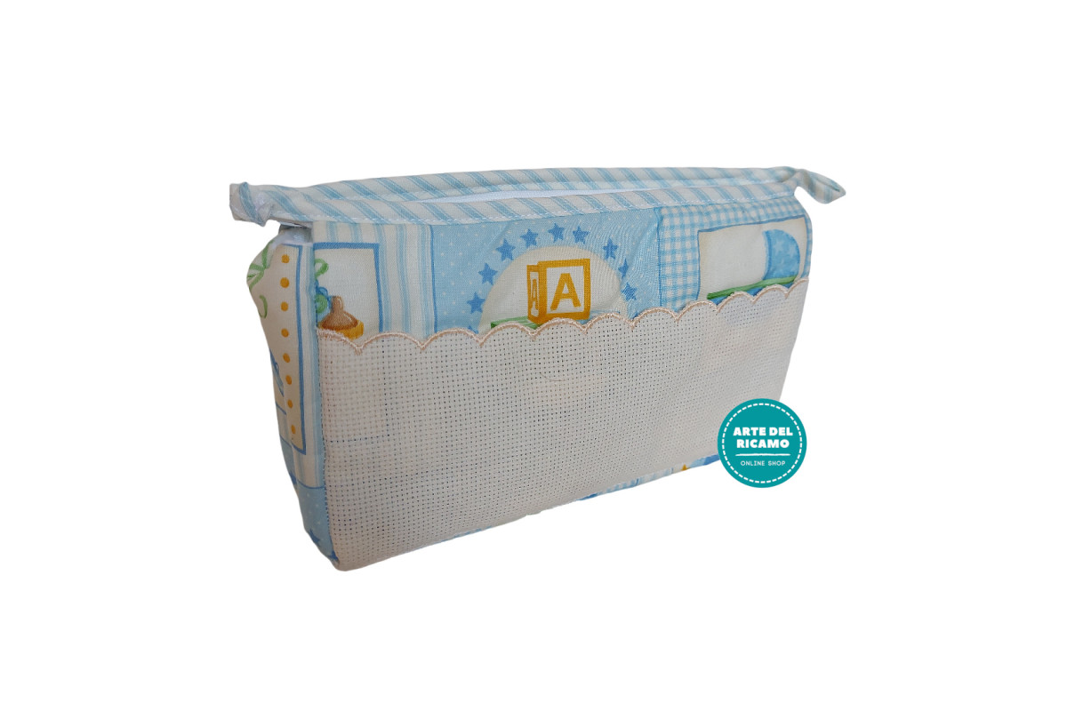 Trousse da Ricamare - Fantasia Baby Quadri e Righe - Celeste Trousse da Ricamare - Fantasia Baby Quadri e Righe - Celeste