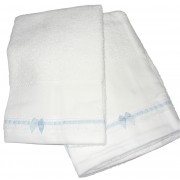 Set of Bath Terry Towels for Baby to Cross Stitch - Vichy Light Blue