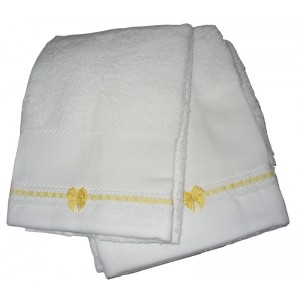 Set of Bath Terry Towels for Baby to Cross Stitch - Vichy Yellow